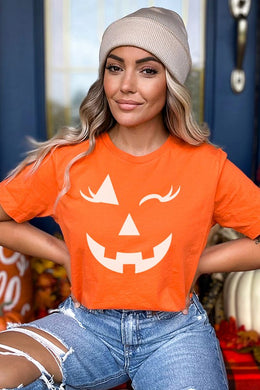 Halloween Wink Pumpkin Graphic Tee