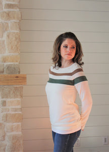 Wide stripe detail sweater